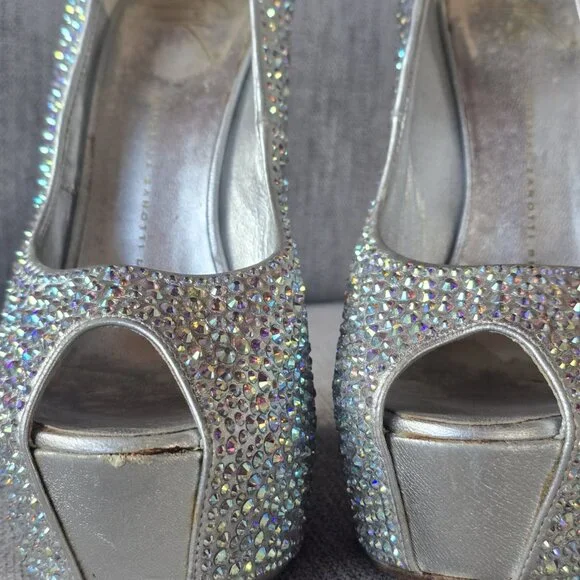 Giuseppe Zanotti Silver Leather Heelless Peep Toe Pumps - Picture 7 of 7